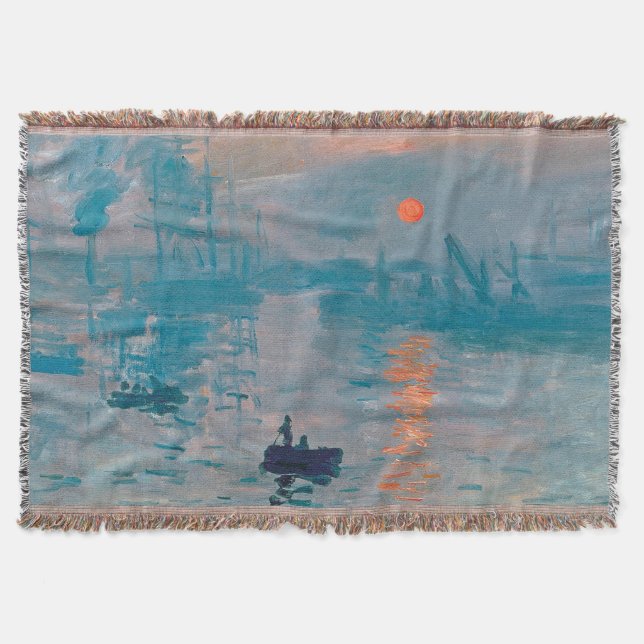 Cobertor Claude Monet Impressão Nascer do Sol Francês (Frente)