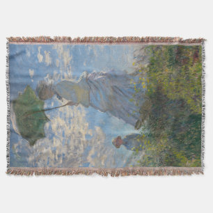 Cobertor Claude Monet Mulher com um Guarda-Sol Arte Refinad