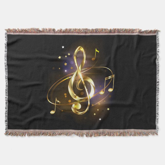 Cobertor Clef de Sol de Música Dourado (Frente)