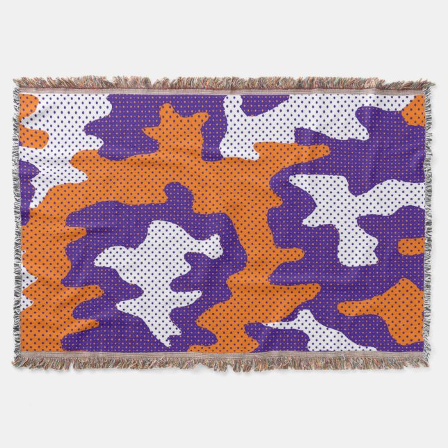 Cobertor Clemson-Inspired Orange & Purple Tiger Camo (Frente)