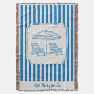 Cobertor Coastal Beach Vibes Blue Stripes