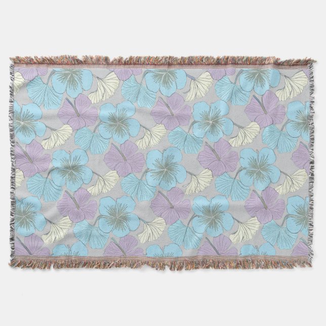 Cobertor “Cobertor – Floral de Trevo Azul e Roxo” (Frente)
