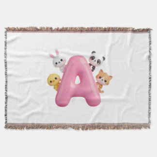 Cobertor Cobertorzinho de Bebê Animais da Floresta com Letr