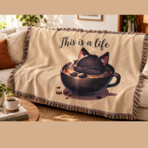 Cobertorzinho de Bebê Black Cat Coffee – Gato Fofo