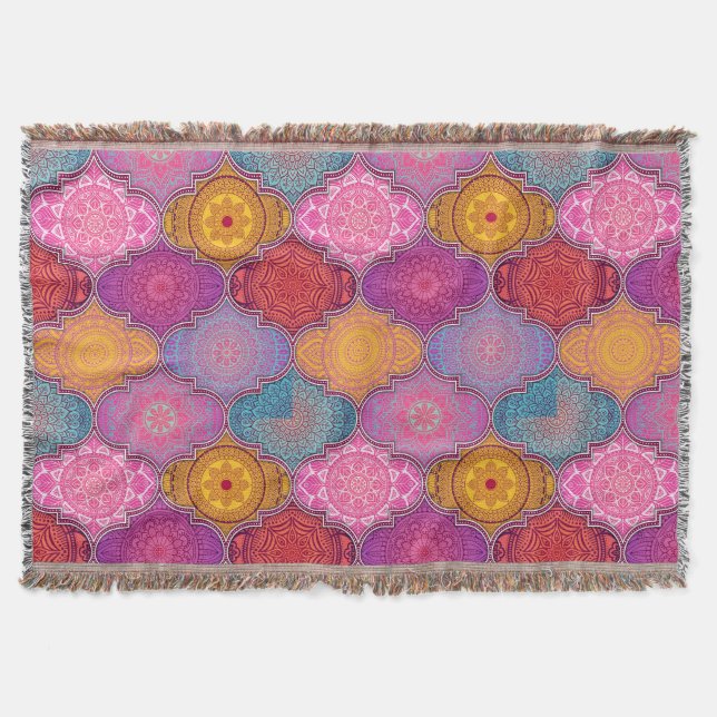 Cobertor Cobertura boémia tribal vibrante feliz do lance (Frente)