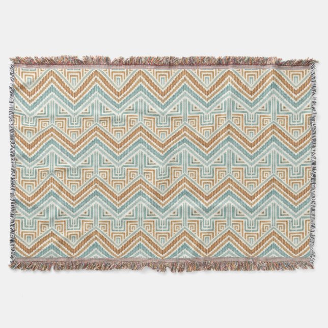 Cobertor Cobertura de Labirinto Costeiro Aguarela Aqua e Te (Frente)