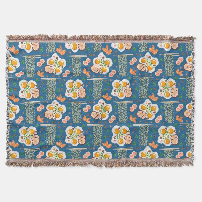 Cobertor Cobertura de linha inspirada na Ásia com macarrão (Frente)