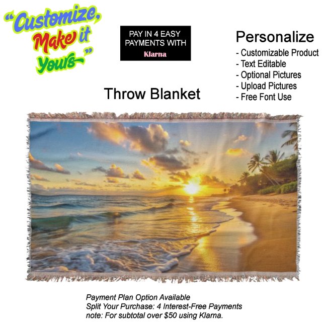 Cobertor Cobertura de Ponta do Sol 2 (Sunset Beach Throw Blanket 2.)