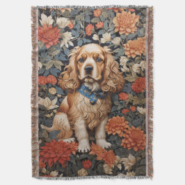 Cobertor Cocker Spaniel William Morris Inspirou Floral