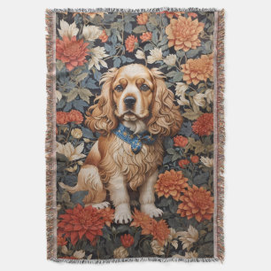 Cobertor Cocker Spaniel William Morris Inspirou Floral