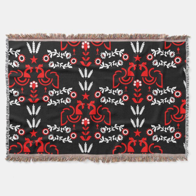 Cobertor Cockerel Scandinávia Folk Art (Frente)