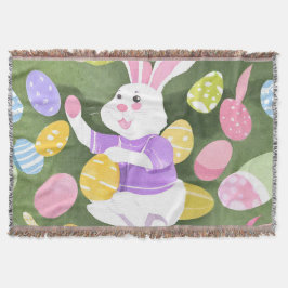 Cobertor coelho com ovos de Páscoa