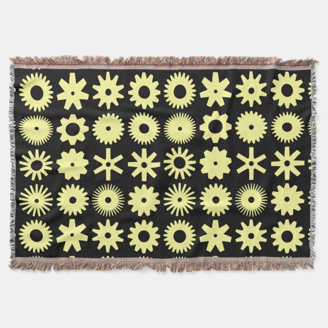 Cobertor Cogs - Amarelo do giz em preto (Frente)