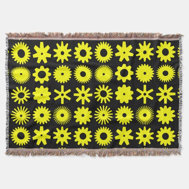 Cobertor Cogs - Amarelo em preto (Frente)