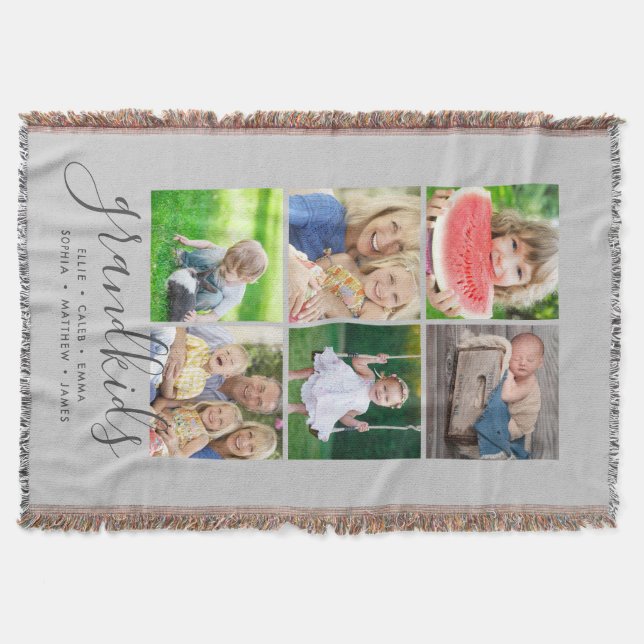 Cobertor Colagem de Fotografias com Nomes de Netos Personal (Frente)
