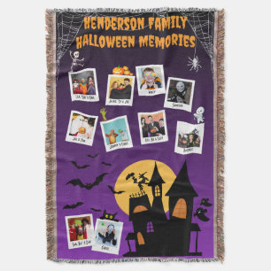 Cobertor Colagem de Fotos de Memórias de Halloween da Famíl