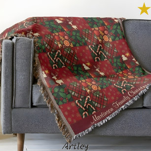 Cobertor Colcha de Natal em Patchwork Vintage com Nome da F