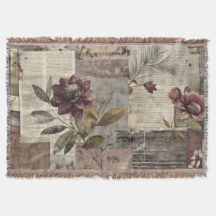 Cobertor Colcha Floral Heritage em Borgonha e Marrom