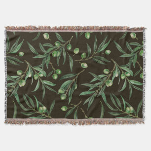 Cobertor Coloração aquosa dos ramos de oliveira em preto