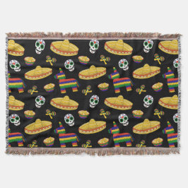 Cobertor Colorful Día de Muertos Mexican Fiesta Throw Blank