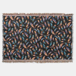Cobertor Colorful Falling Feather Art - Boho Graphic Print