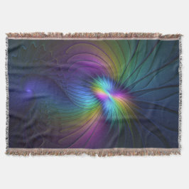 Cobertor Colorida Com Arte Fractal Abstrato Moderna Azul