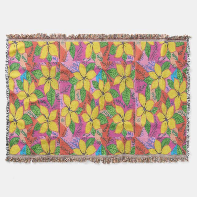 Cobertor Colorida Tropical Plumerias (Frente)