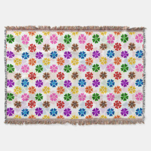 Cobertor Colorido Design de Flores de Arco-Íris Retro Branc