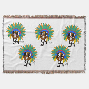 Cobertor com Personagem de Desenho de Pena Tribal 