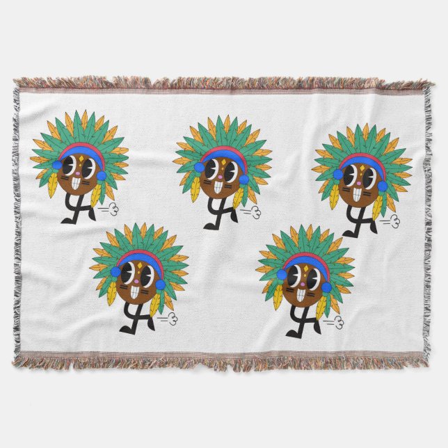 Cobertor com Personagem de Desenho de Pena Tribal  (Frente)