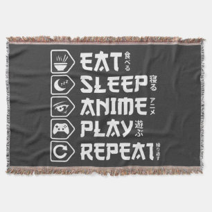Cobertor Comer Dormir Anime Jogar Repetir Estilo de Vida Ot