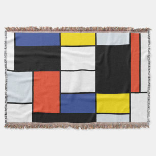 Cobertor Composição A de Piet Mondrian - Arte Moderna Abstr