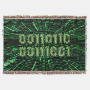 Cobertor Computação verde vibrante com código binário 69 do