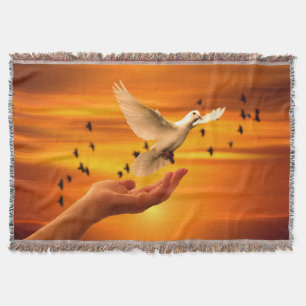 Cobertor Confie em Deus com a Dove na Mão