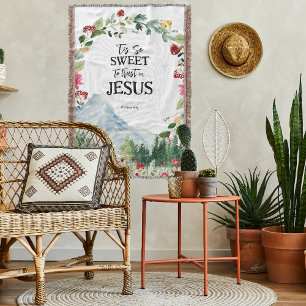 Cobertor Confie em Jesus Monograma de Flor Silvestre da M