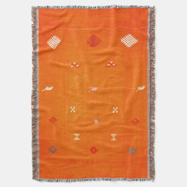 Cobertor Conforto Banhado pelo Sol: Boho Marroquino Laranja (Frente Vertical)