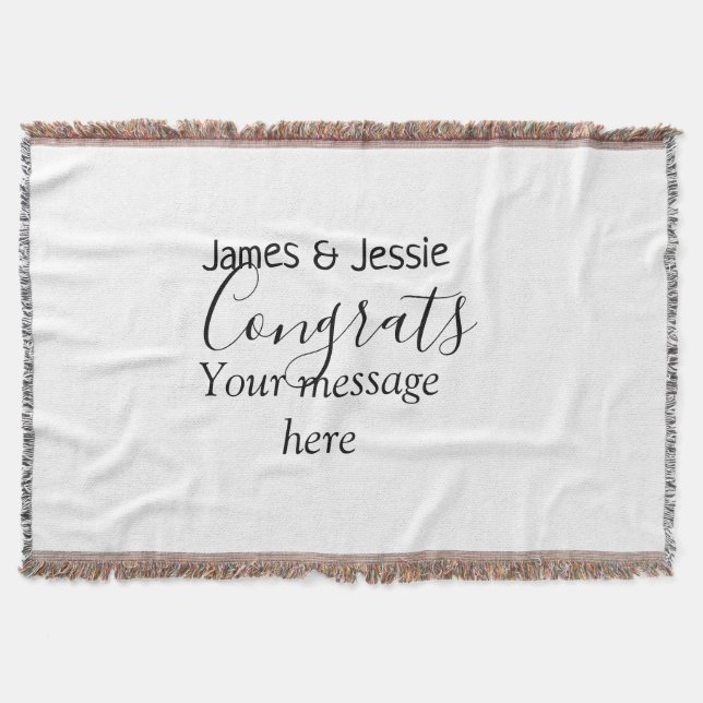 Cobertor Congrats add name message wedding newly wed couple (Frente)
