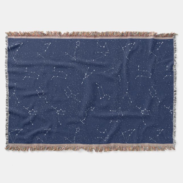 Cobertor Constelações do Zodíaco com um Céu Estrelado Azul  (Frente)