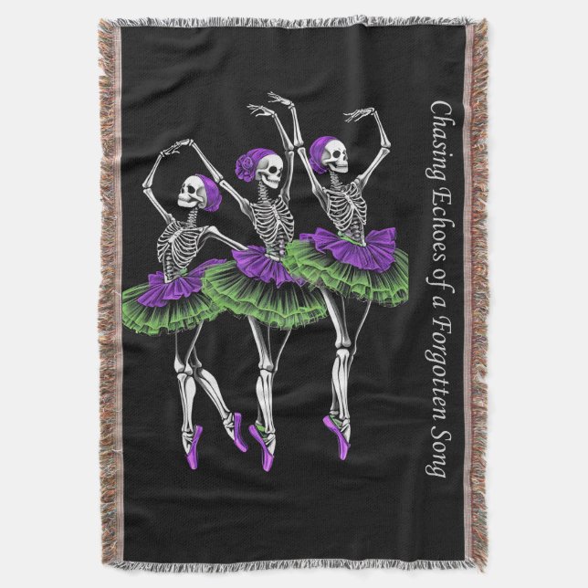 Cobertor Copo com Bailarina Esqueleto Verde Roxo (Frente Vertical)