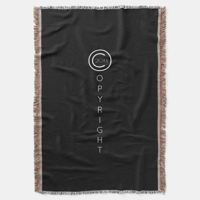 Cobertor Copyright Moderno Preto Tipográfico (Frente Vertical)