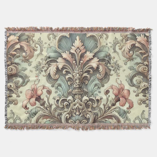 Cobertor Cor damasco Floral Victoriana (Frente)