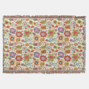 Cobertor Cor floral e coruja