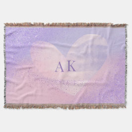Cobertor Coração Gradiente Roxo Rosa Monograma