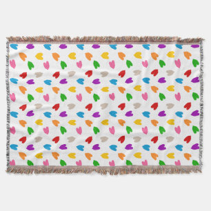 Cobertor Corações Coloridos De Amor Padrão Design Branco