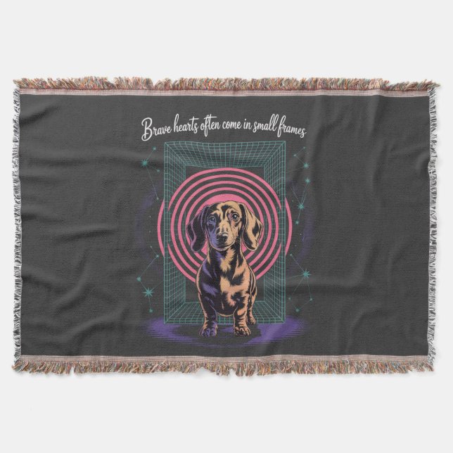 Cobertor Corações Corajosos de Dachshund Freqüentemente Vêm (Frente)