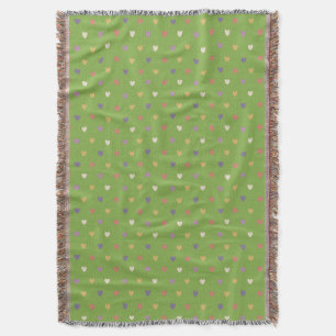 Cobertor Corações de bolinhas em verde vegetação