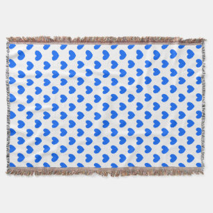 Cobertor Corações de polca azul em branco