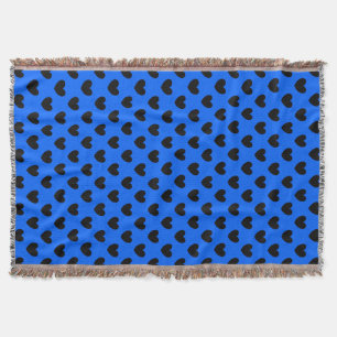 Cobertor Corações de polca pretos em azul