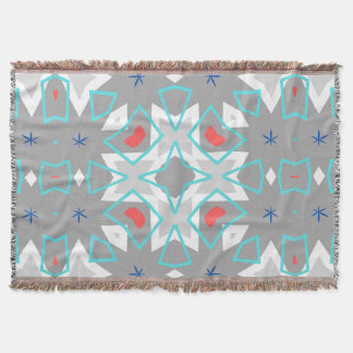 Cobertor Coral Gray Mandala Pattern | Geometric Floral Boho
