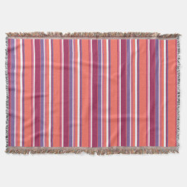 Cobertor Coral vivo, listras vermelhas e violetas